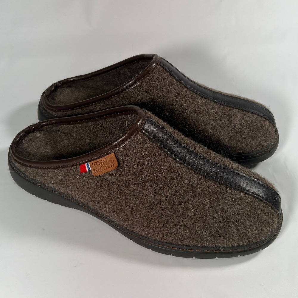 Topaz of Norway Ulefos Brown Boiled Wool Felt‎ Slipper Mules Unisex US 11